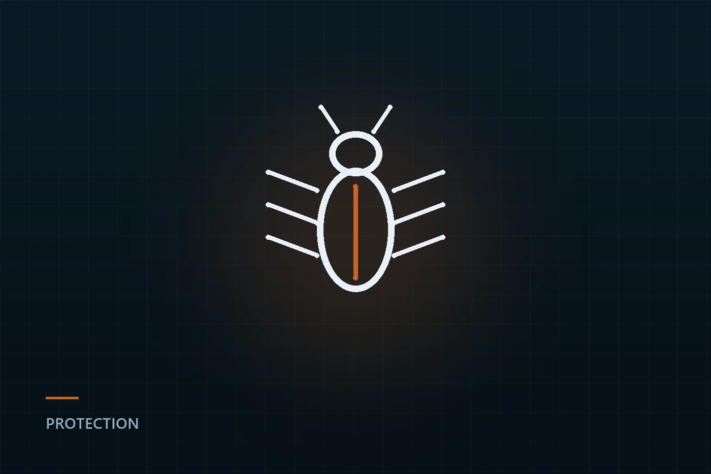 Illustration : un insecte stylisé au trait sur fond sombre