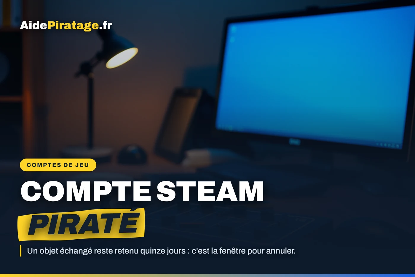 Illustration : une manette et un écran de connexion de jeu sur un bureau