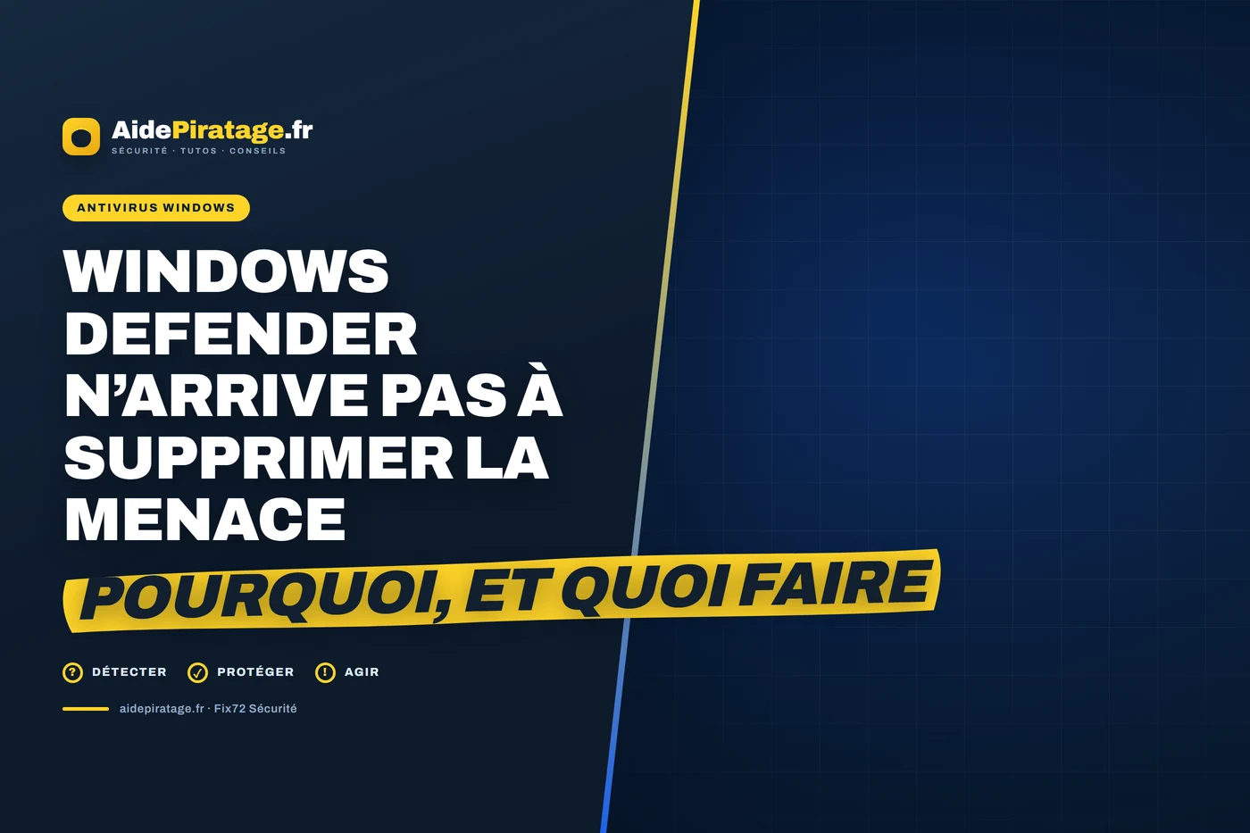 Illustration : un bouclier de protection accompagné d'une alerte, pour une menace que l'antivirus n'arrive pas à retirer