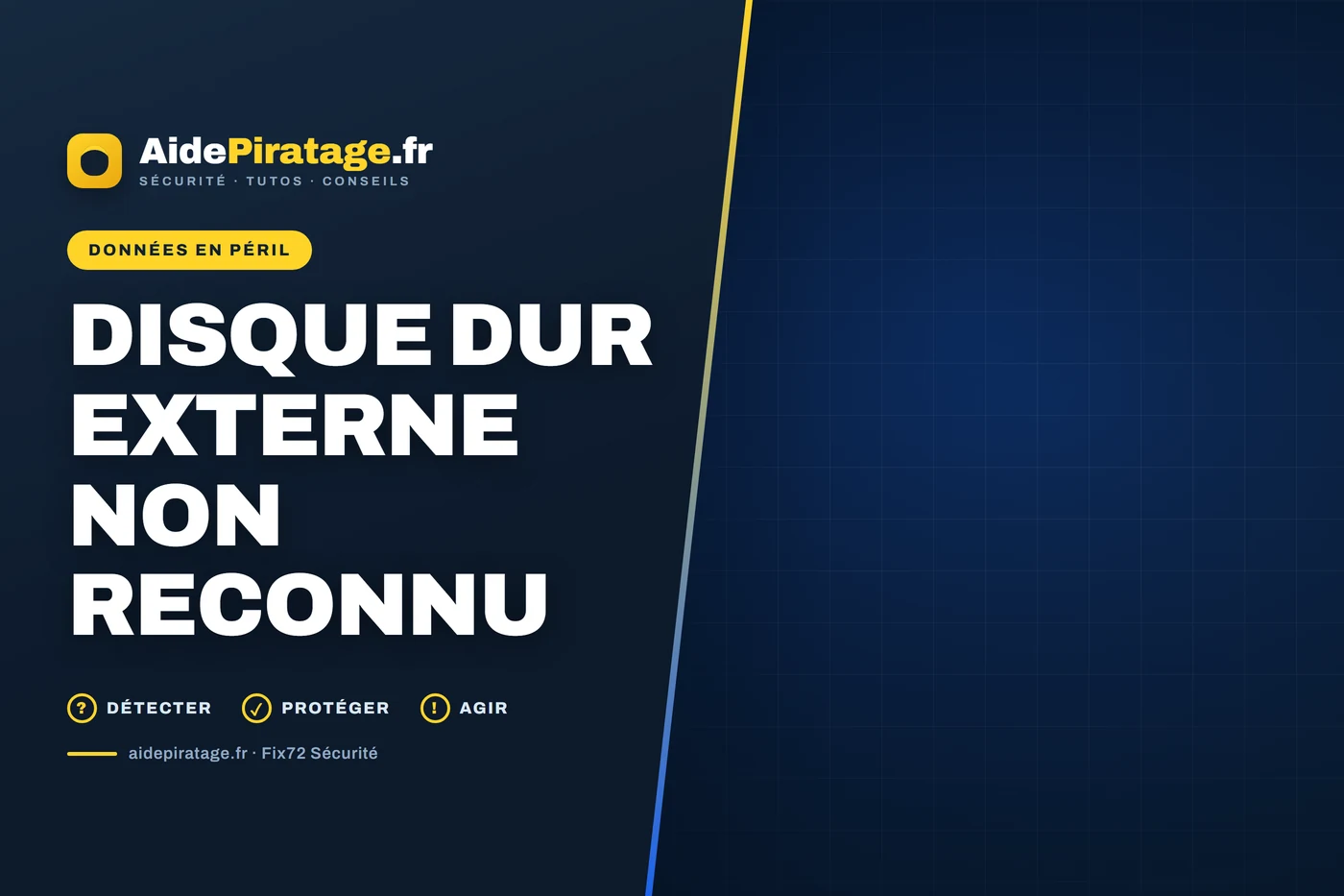 Illustration&nbsp;: un disque dur externe posé près d’un ordinateur portable dont l’explorateur de fichiers n’affiche aucun lecteur