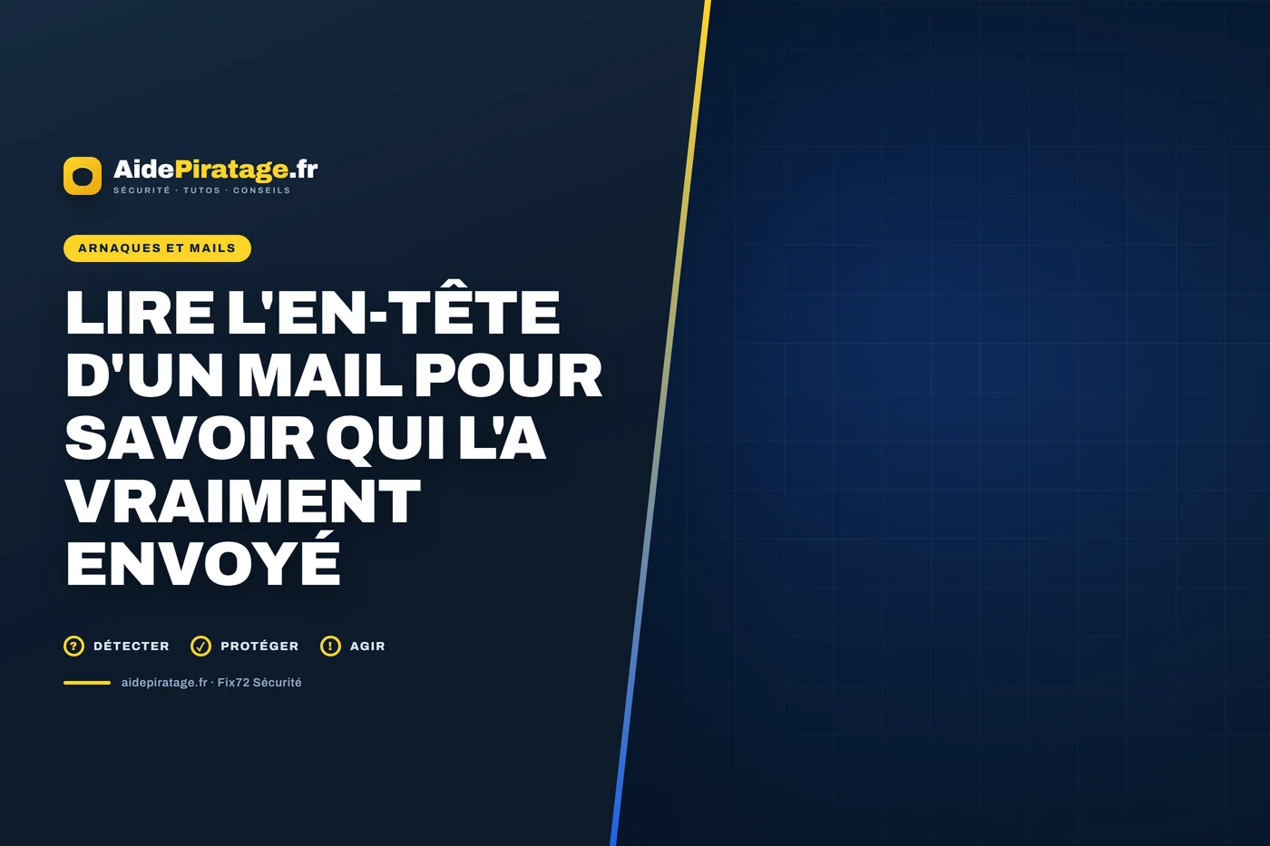 Illustration : les lignes techniques d'un courrier électronique affichées à l'écran pour en identifier l'expéditeur