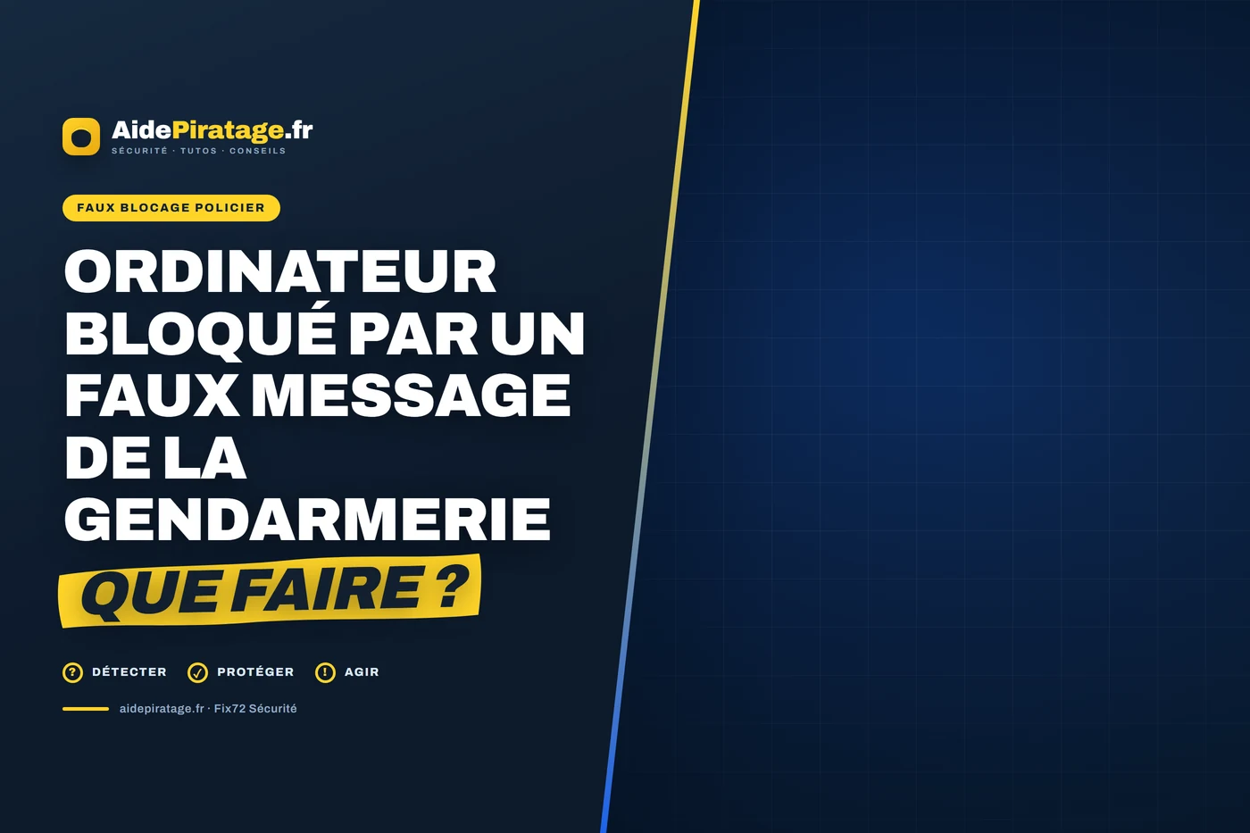 Illustration : une fenêtre de navigateur affichée en plein écran, barrée d'un bandeau d'alerte