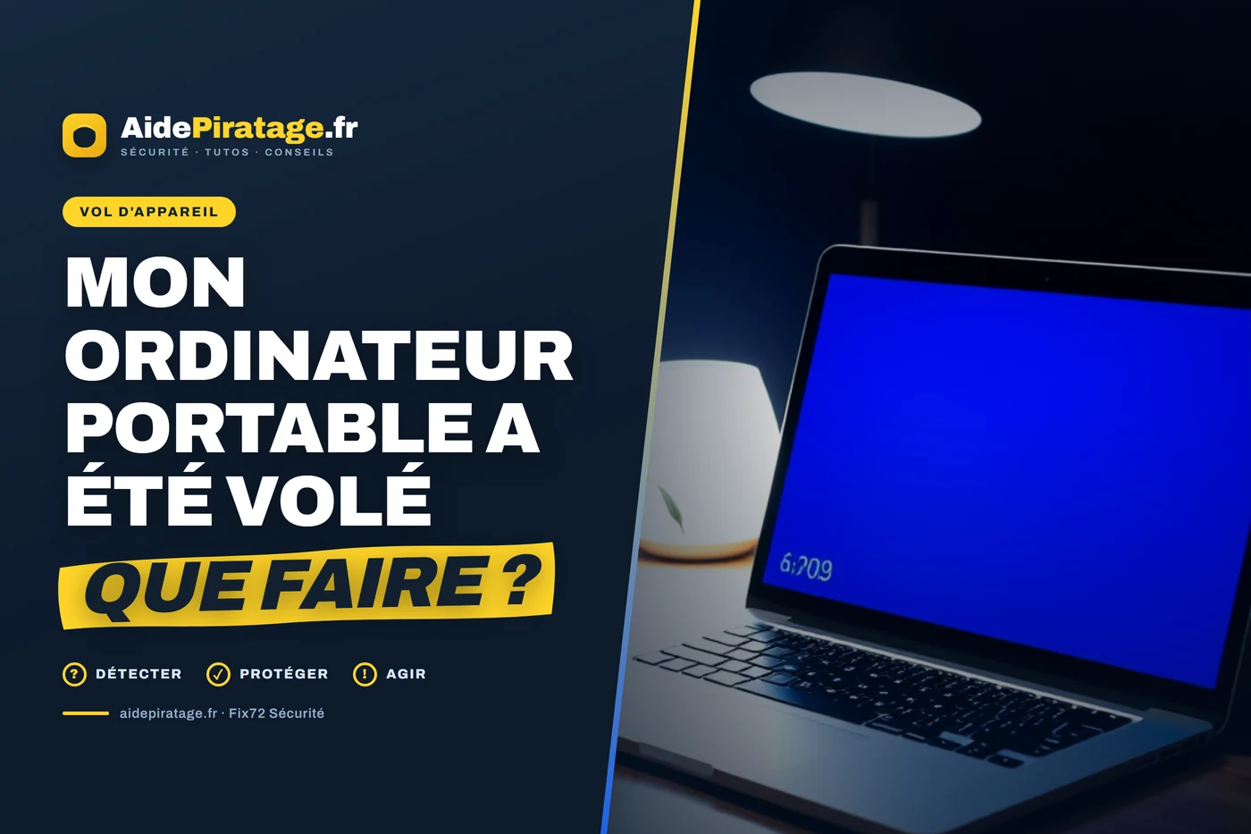 Illustration : un ordinateur portable refermé sur un bureau vide