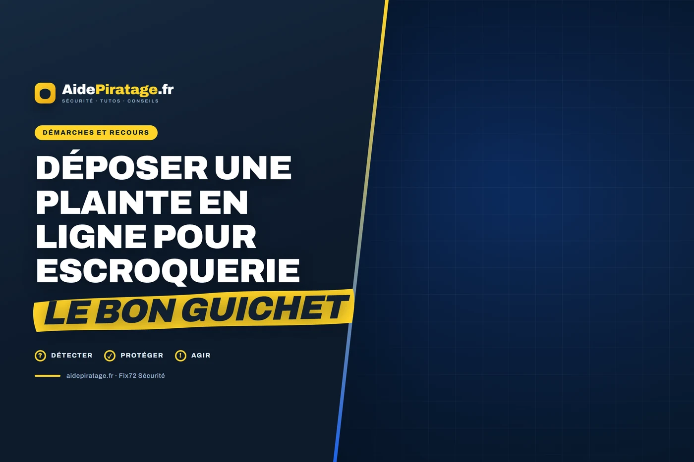 Illustration : un formulaire de plainte ouvert à l'écran, à côté d'un relevé bancaire annoté