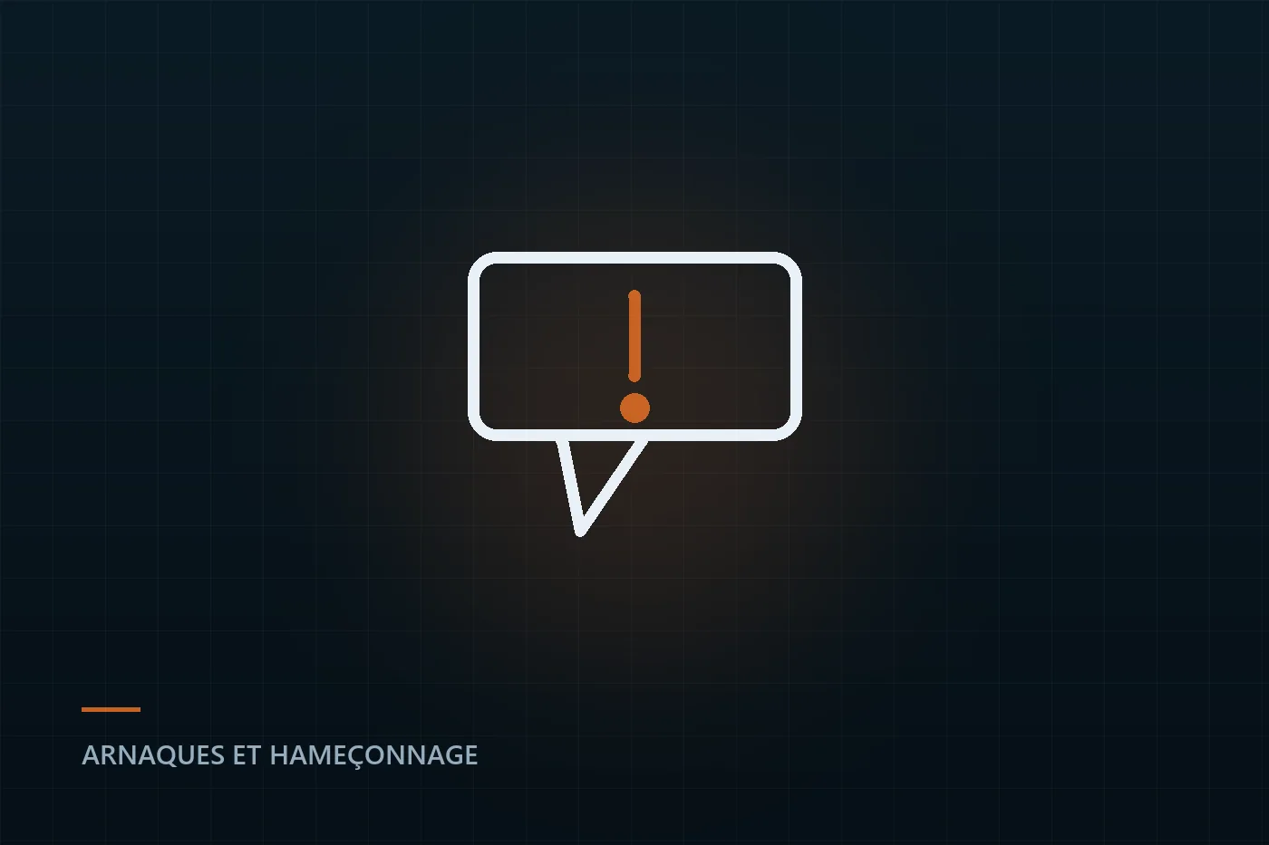 Illustration : une bulle de message avec un point d'exclamation, au trait, sur fond sombre