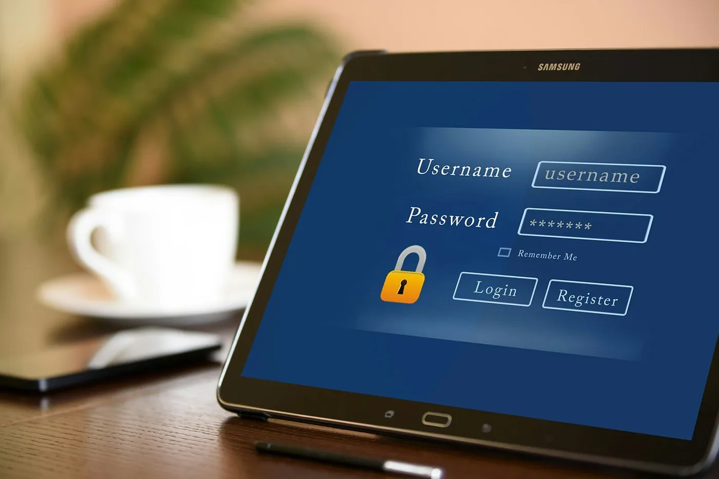 Un formulaire d'inscription affiché sur une tablette